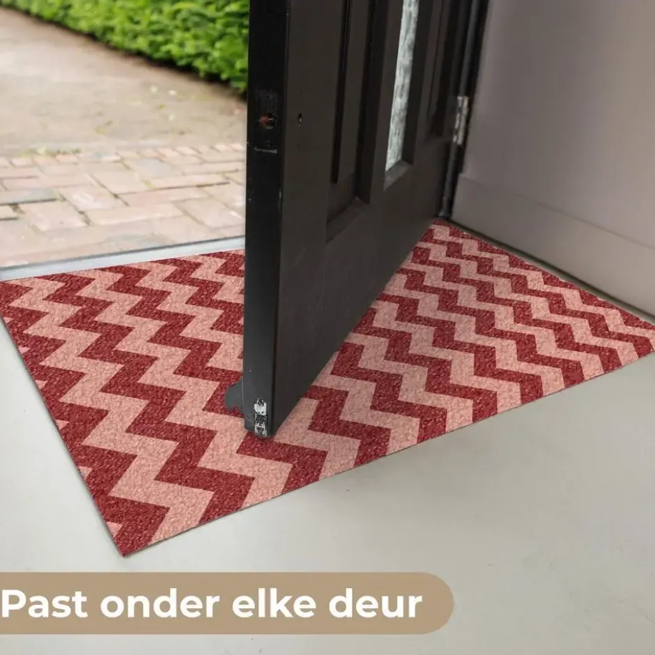 Deurmat 60x40 cm Zigzag - Strepen - Patroon - Rood