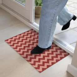 Deurmat 60x40 cm Zigzag - Strepen - Patroon - Rood