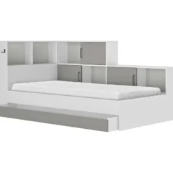 Diagone Bed Erwan - Opbergruimte - 90x200cm - Grijs/Wit