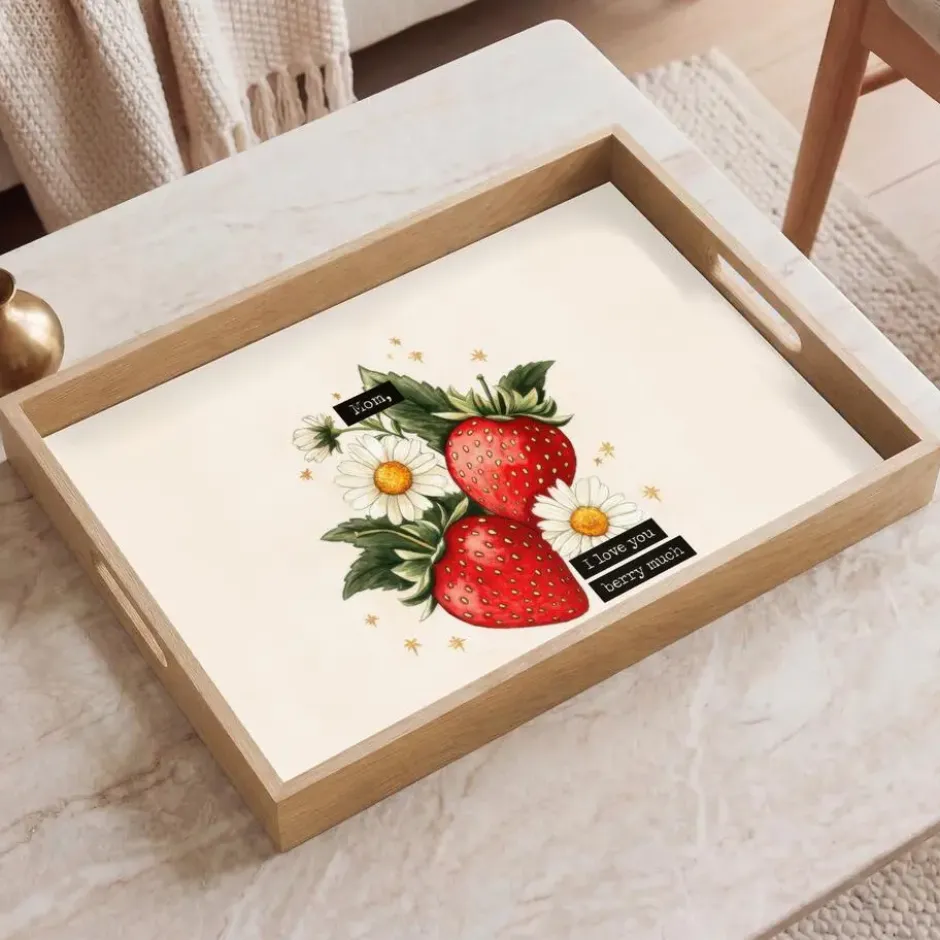 Dienblad 50x35 cm Aardbeien - Madeliefjes - Quote - Sterretjes