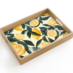 Dienblad 40x30 cm Citroenen - Vruchten - Bladeren - Geel - Groen - Beige