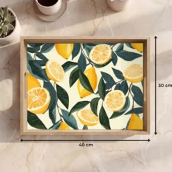 Dienblad 40x30 cm Citroenen - Vruchten - Bladeren - Geel - Groen - Beige
