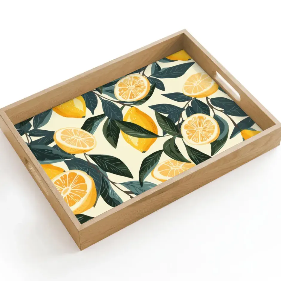 Dienblad 40x30 cm Citroenen - Vruchten - Bladeren - Geel - Groen - Beige