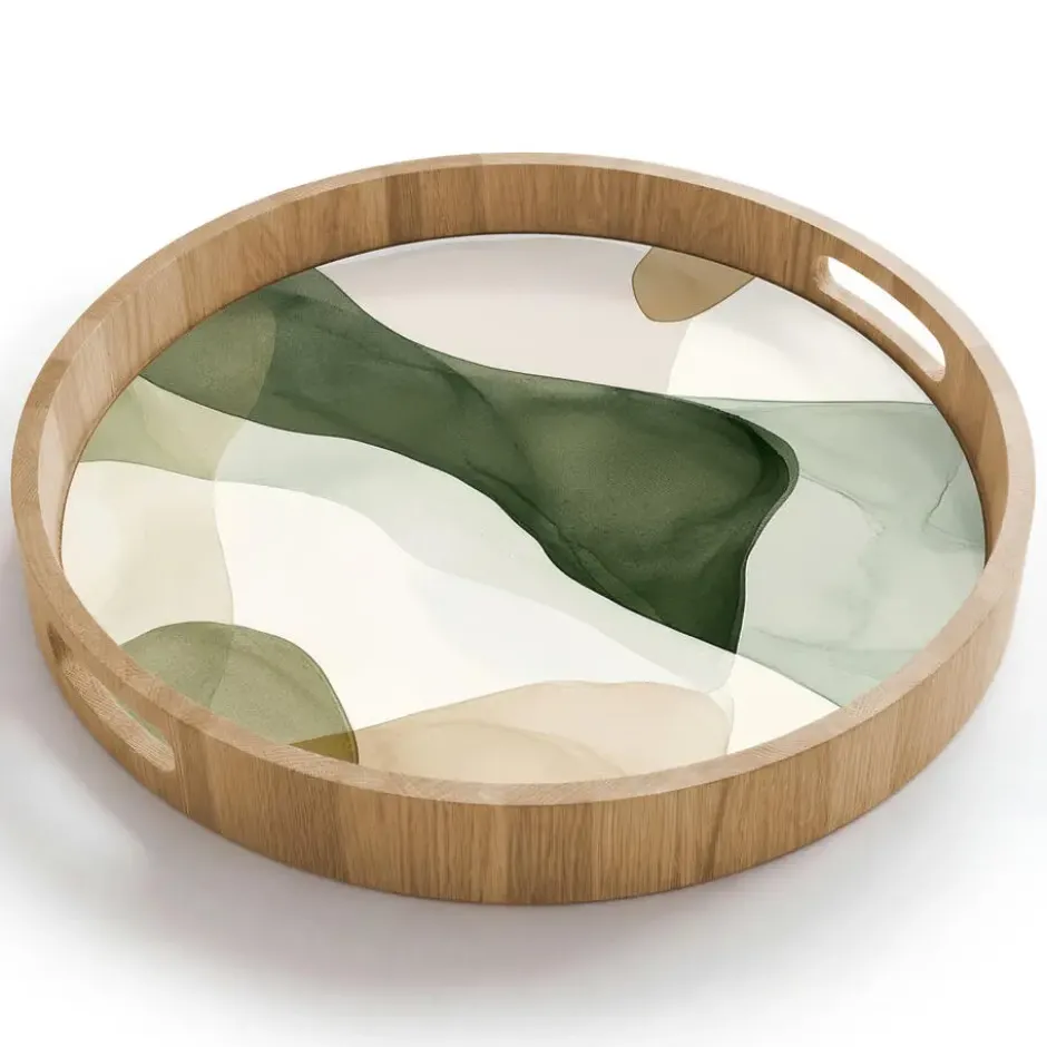 Dienblad 40x40 cm Japandi - Abstract - Groen