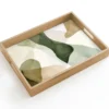Dienblad 40x30 cm Japandi - Abstract - Groen