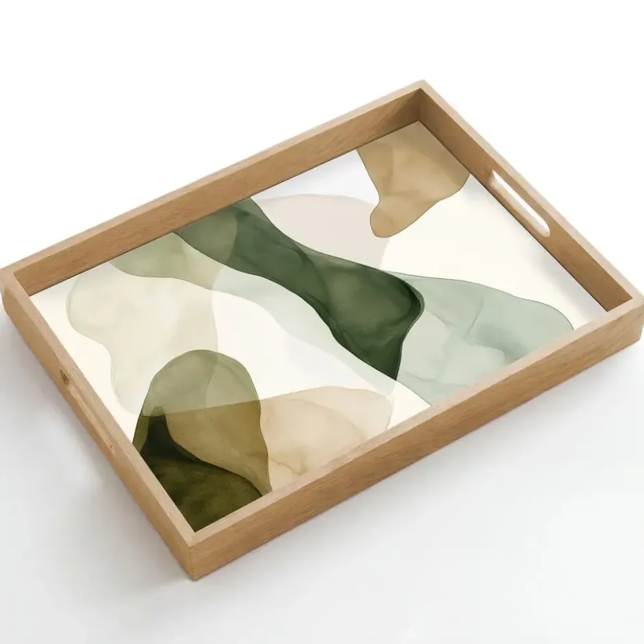 Dienblad 50x35 cm Japandi - Abstract - Groen