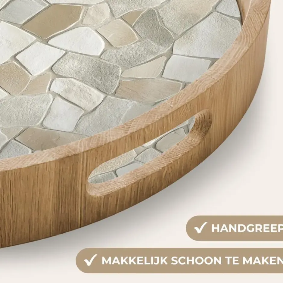 Dienblad 40x40 cm Mozaïek - Stenen - Beige