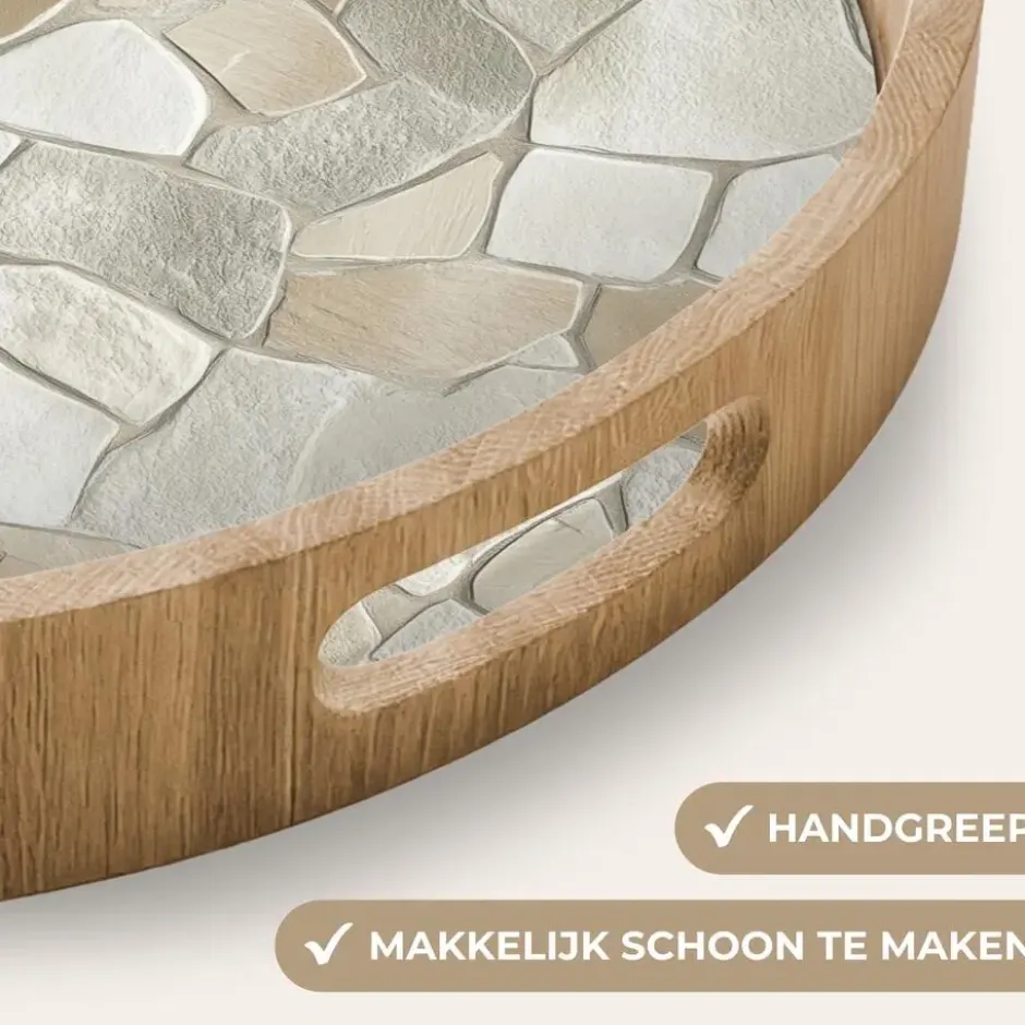 Dienblad 50x50 cm Mozaïek - Stenen - Beige