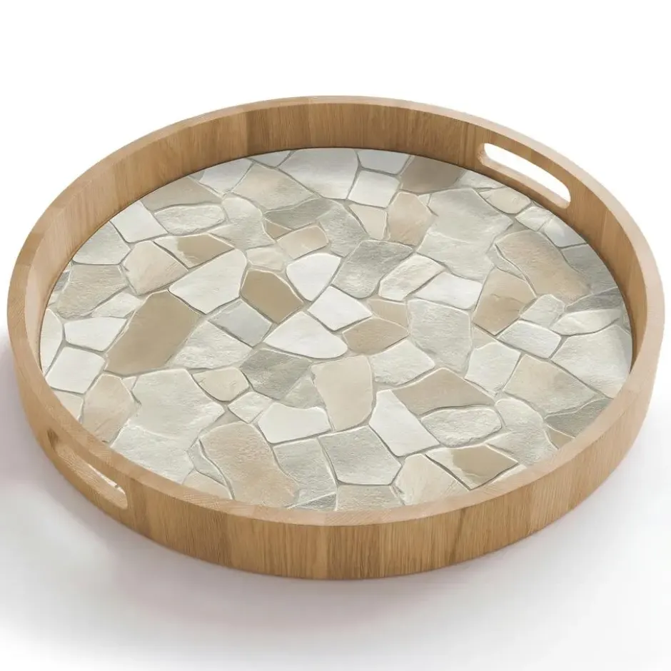 Dienblad 50x50 cm Mozaïek - Stenen - Beige