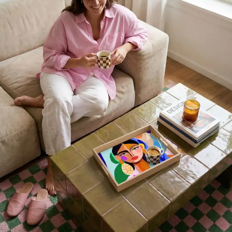 Dienblad 40x30 cm Portret - Vrouw - Modern