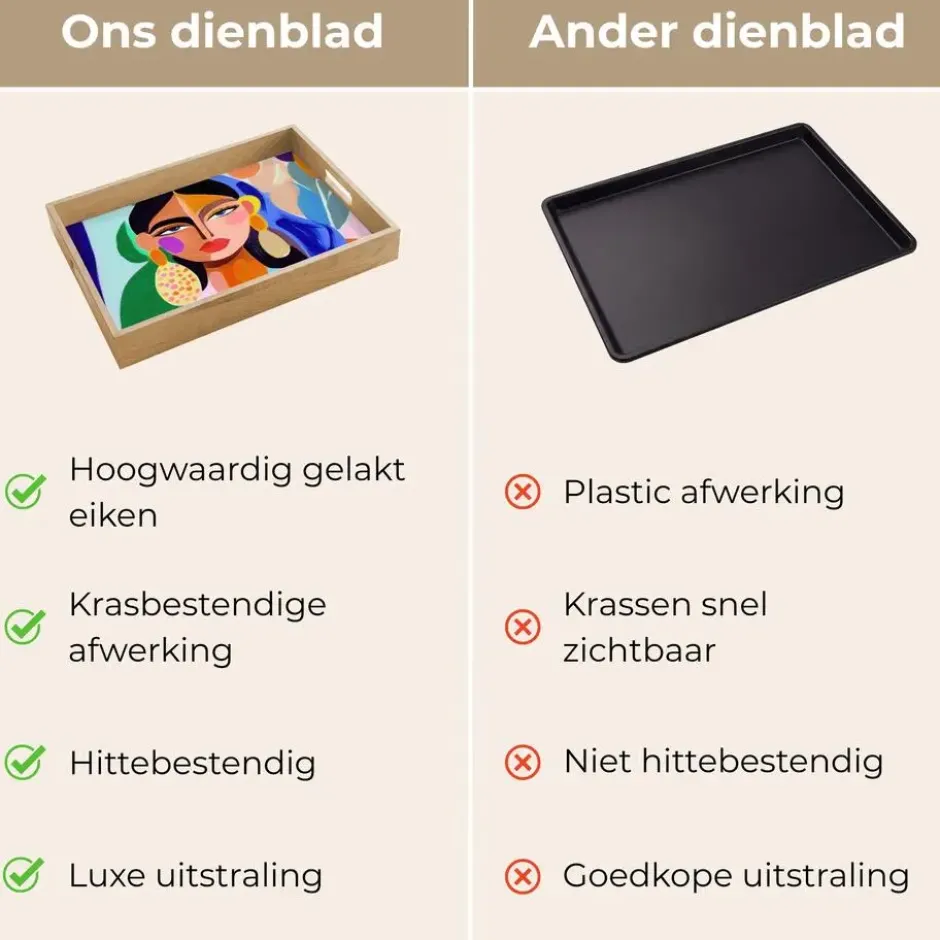 Dienblad 40x30 cm Portret - Vrouw - Modern