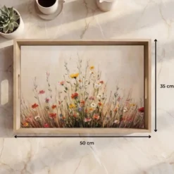 Dienblad 50x35 cm Wilde bloemen - Penseelstreken - Rustgevend