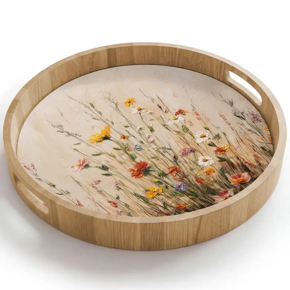 Dienblad 40x40 cm Wilde bloemen - Penseelstreken - Rustgevend