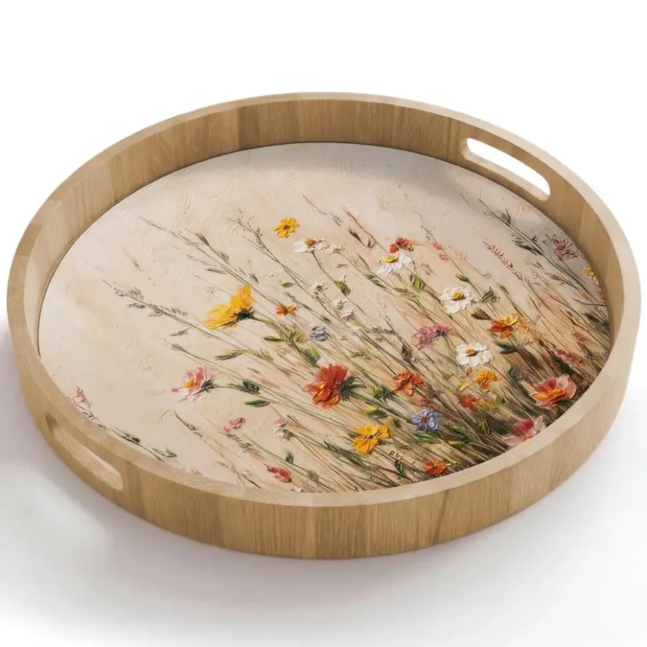 Dienblad 50x50 cm Wilde bloemen - Penseelstreken - Rustgevend