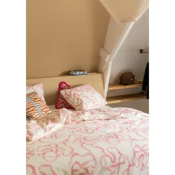 Dindi Home - Dekbedovertrek Pink Party - 200x220 cm - Off White / Roze