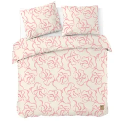 Dindi Home - Dekbedovertrek Pink Party - 200x220 cm - Off White / Roze