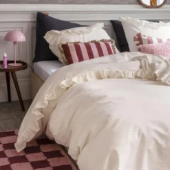 Dindi Home - Dekbedovertrek White Ruffle - 200x220 cm - Off White