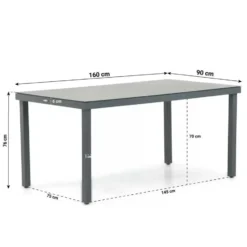 Dining Tuintafel rechthoekig 160 x 90 cm Grijs Porto