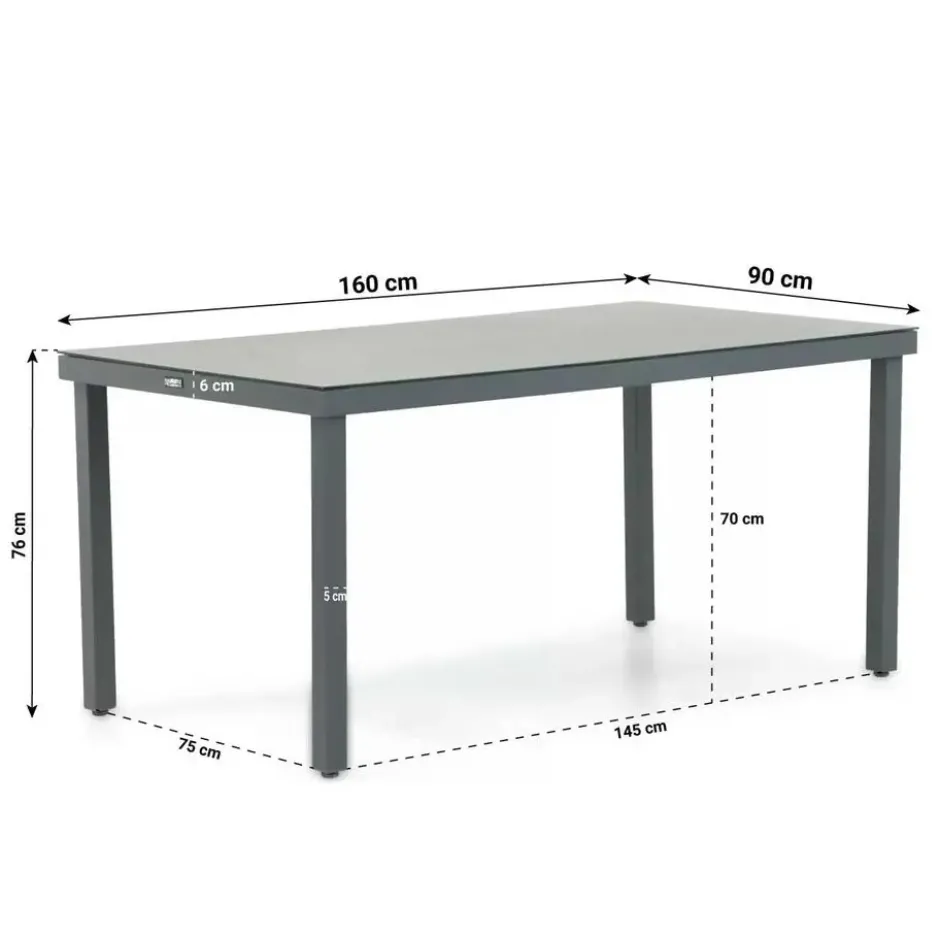Dining Tuintafel rechthoekig 160 x 90 cm Grijs Porto