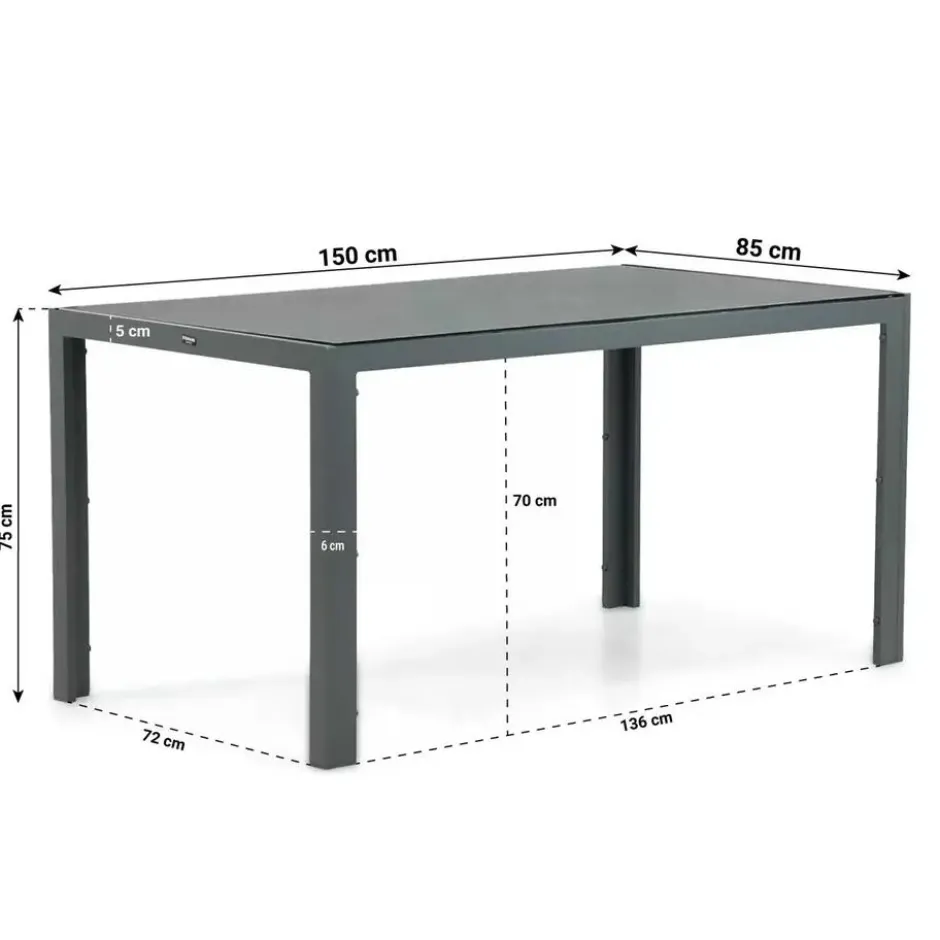Dining Tuintafel rechthoekig 150 x 85 cm Grijs Venustas