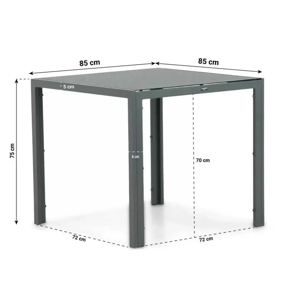 Dining Tuintafel vierkant 85 x 85 cm Grijs Venustas