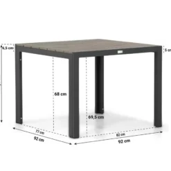 Dining Tuintafel vierkant 92 x 92 cm Grijs Young