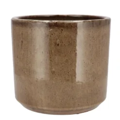 DK Design Bloempot Brown Glaze - taupe - D21 x H24 cm - glanzend
