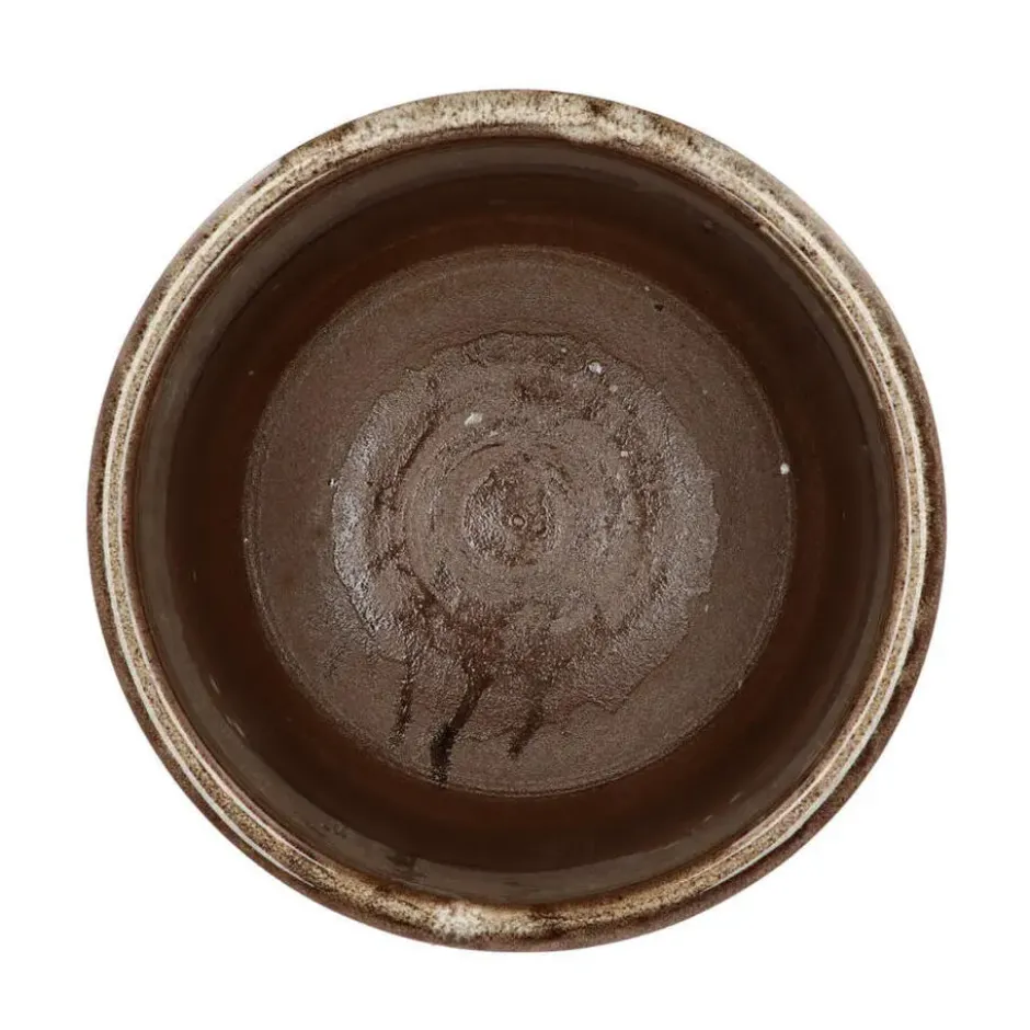 DK Design Bloempot Brown Glaze - taupe - D12 x H13 cm - glanzend