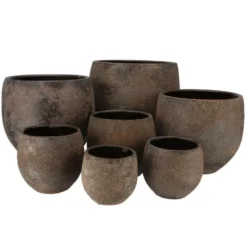 DK Design Bloempot model Maya - roestbruin - D14xH16 cm - rustiek
