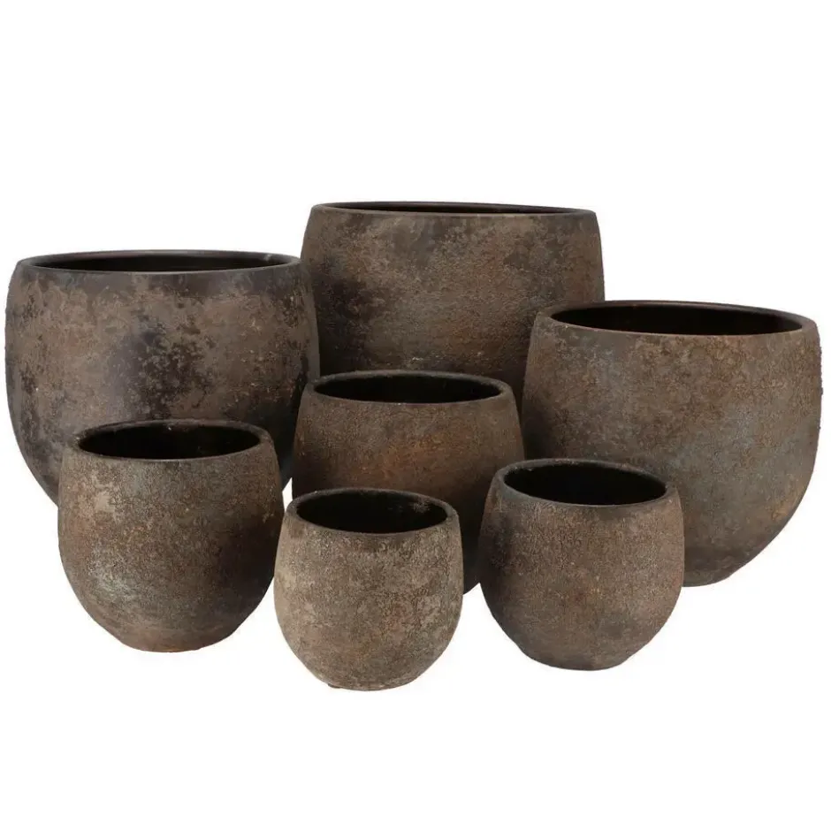 DK Design Bloempot model Maya - roestbruin - D14xH16 cm - rustiek