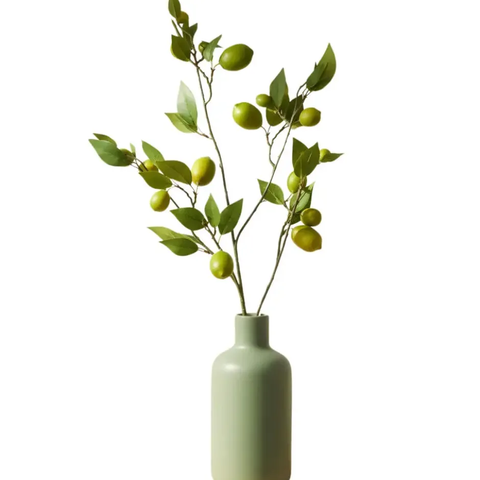 DK Design Kunstbloem citrusfruit tak limoen - 135 cm - groen