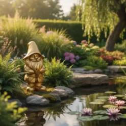 DK Design Tuinkabouter beeldje Dutch Gnome - goud - 45 cm