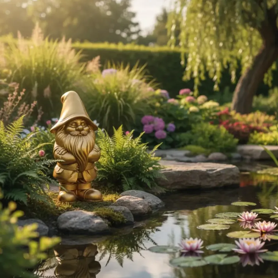 DK Design Tuinkabouter beeldje Dutch Gnome - goud - 45 cm