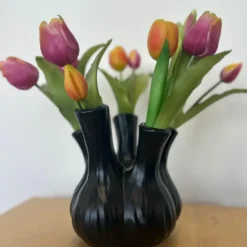 DK Design vaas Aglio - tulpenvaas - mat zwart - D17 x H20 cm
