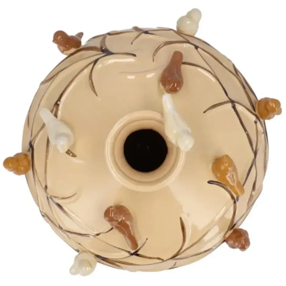 DK Design Vaas Vogels - zandkleurig - D18 x H18 cm