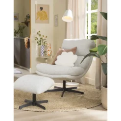Draaifauteuil Bobbi incl. hocker - greige