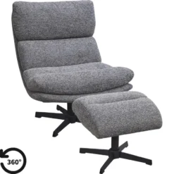 Draaifauteuil Bobbi incl. hocker - antraciet