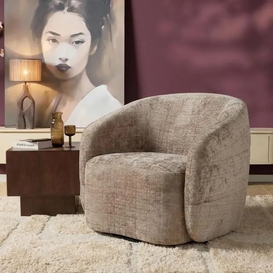 Draaifauteuil Taupe - 82x85x77cm - Yara