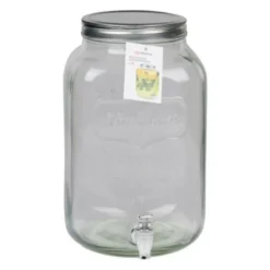 Drank/water/sap dispenser Beverages - 8 Liter - bewerkt deco glas