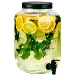 Drank/water/sap dispenser Beverages - 8 Liter - bewerkt deco glas