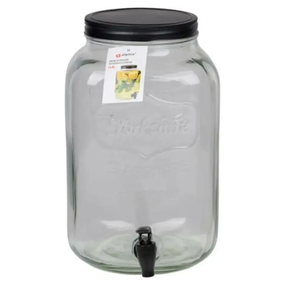 Drank/water/sap dispenser Beverages - 8 Liter - bewerkt deco glas
