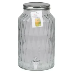 Drank/water/sap dispenser Beverages - 5.5 Liter - bewerkt deco glas