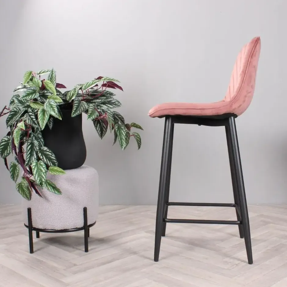 DS4U - Gaby barkruk velvet 65 cm 2.0 - roze