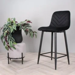 DS4U - Gaby barkruk velvet 65 cm 2.0 - zwart
