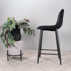 DS4U - Gaby barkruk velvet 65 cm 2.0 - zwart