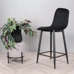 DS4U - Gaby barkruk velvet 65 cm 2.0 - zwart