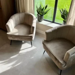 DS4U - Norah fauteuil velvet champagne/taupe