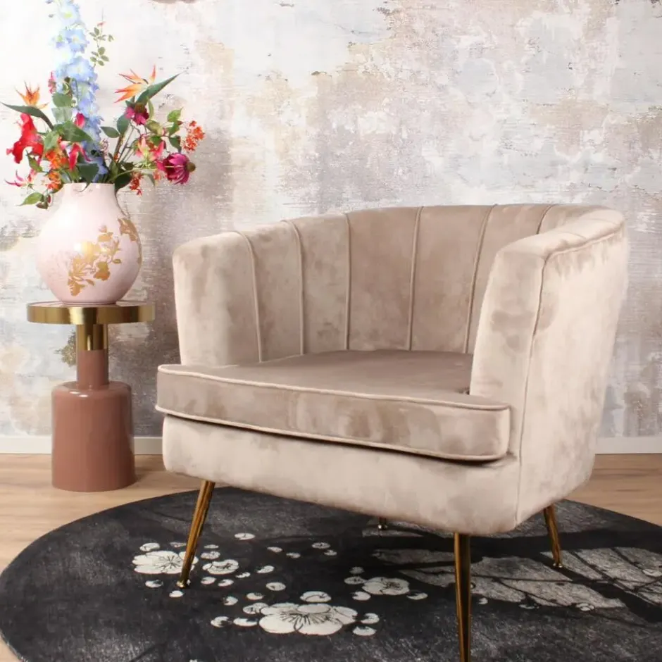 DS4U - Norah fauteuil velvet champagne/taupe