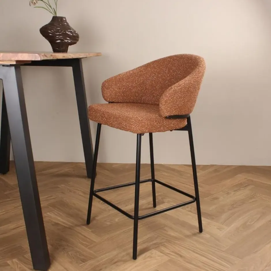DS4U - Sofia barkruk 65 cm - terracotta met zwarte poot
