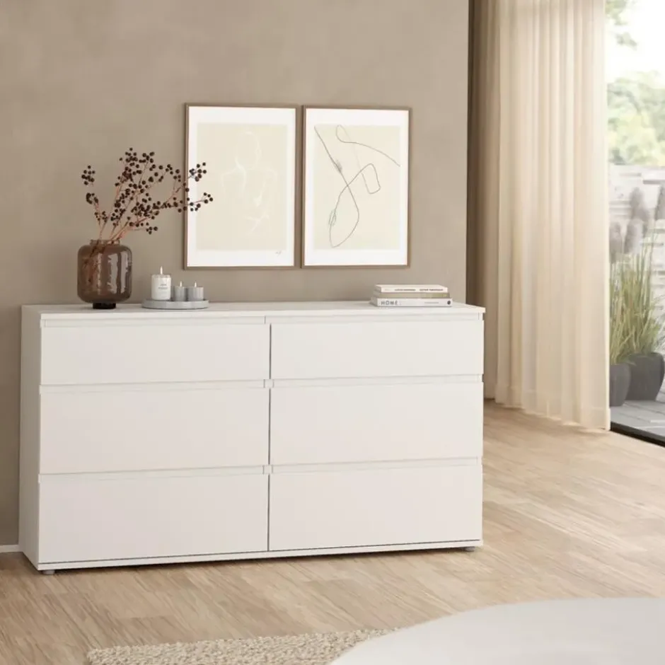 Dubbele Ladekast Wit - 150x40x85cm - Nova